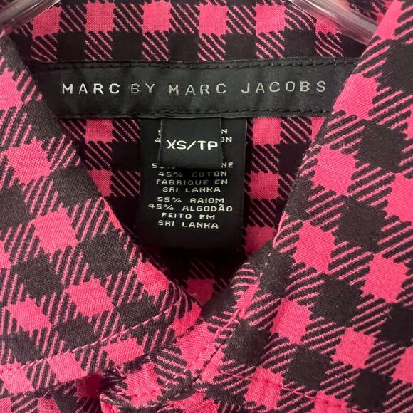 Marc by Marc Jacobs Men's Short Sleeve Plaid Button Up Shirt XS in Pink NWT - Picture 3 of 5